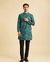 Manyavar Men Turquoise Blue Charm Kurta