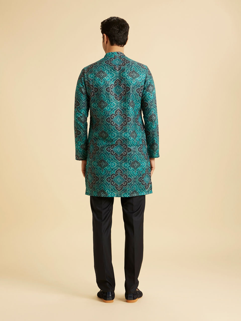 Manyavar Men Turquoise Blue Charm Kurta