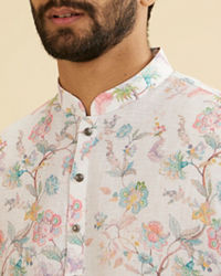 Manyavar Men Radiant Cream Blended Cotton Kurta
