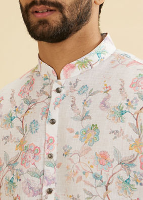 Manyavar Men Radiant Cream Blended Cotton Kurta