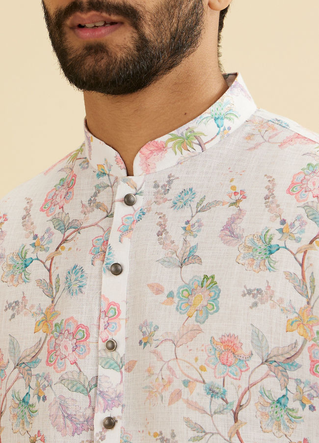 Manyavar Men Radiant Cream Blended Cotton Kurta