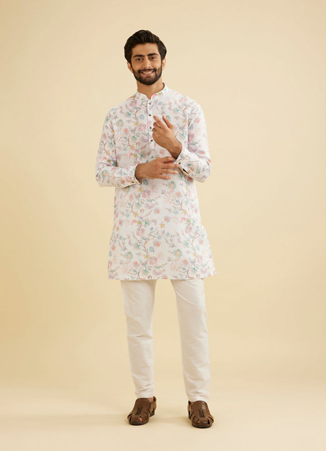 Manyavar Men Radiant Cream Blended Cotton Kurta