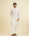 alt message - Manyavar Men Aqua Green Festivity Kurta image number 2