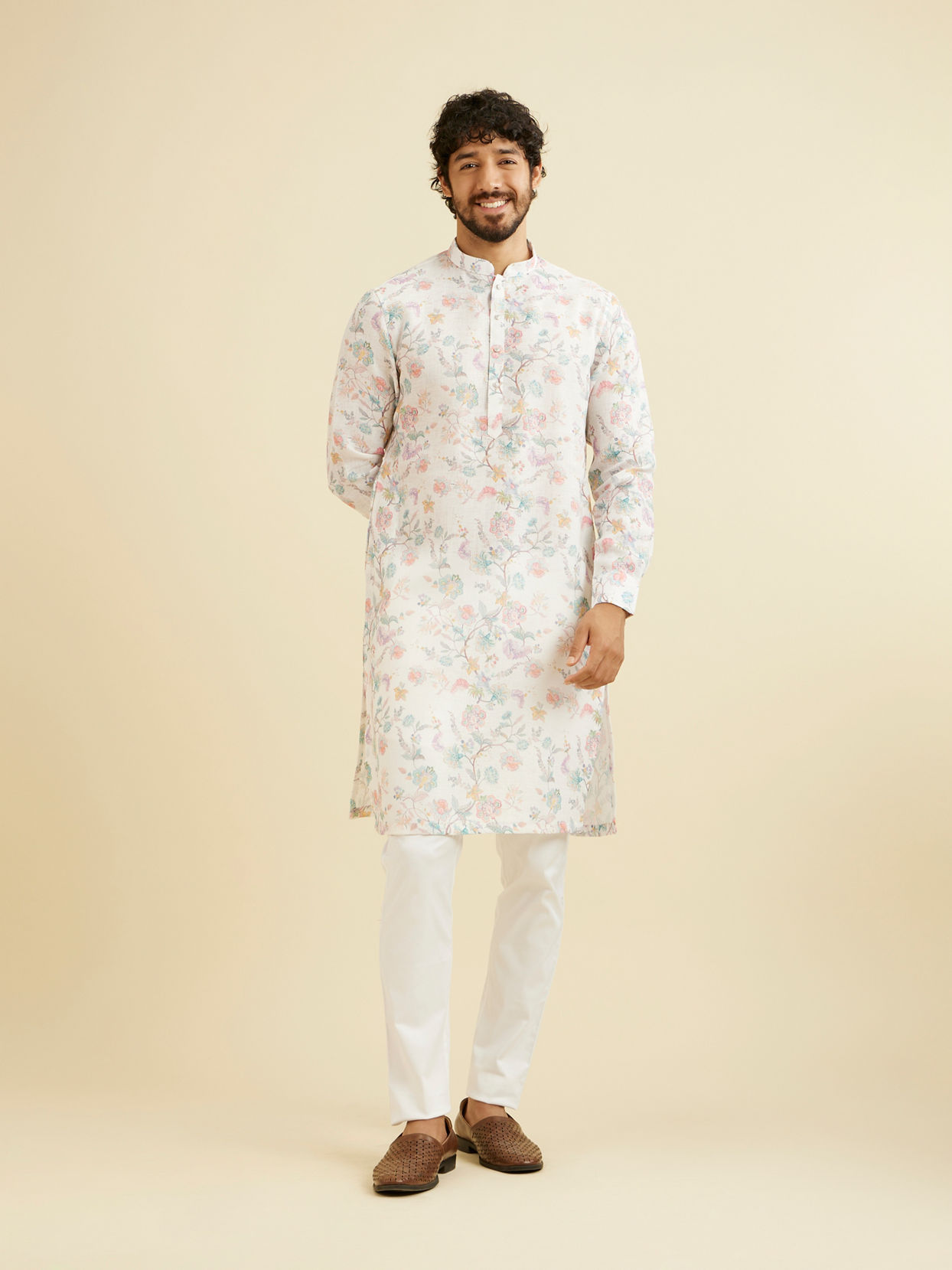 alt message - Manyavar Men Aqua Green Festivity Kurta image number 2