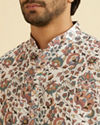 Manyavar Men Beige Bel Buti Printed Kurta