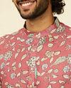 Manyavar Men Rust Red Bel Buti Patterned Kurta