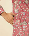 Manyavar Men Rust Red Bel Buti Patterned Kurta