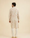 Manyavar Men Cream White Floral Printed Kurta