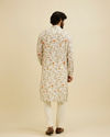 Manyavar Men Cream White Floral Printed Kurta