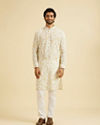 Manyavar Men Emerald Elegance Blended Linen Kurta