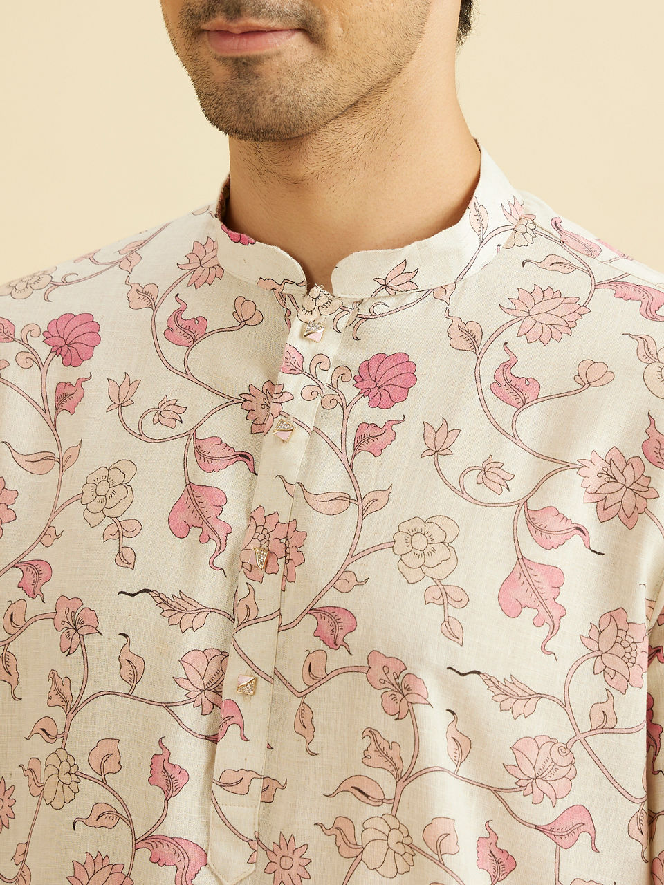 Manyavar Men Peach Majesty Kurta