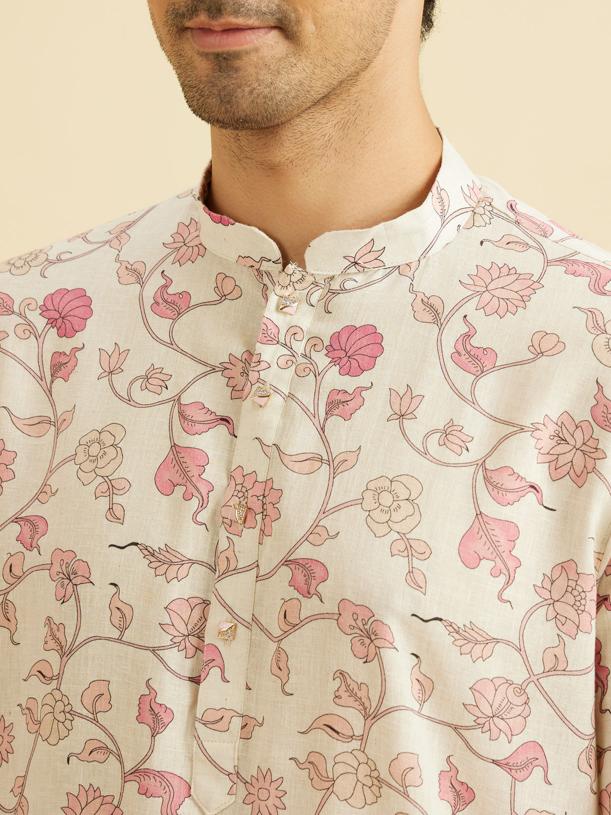 Manyavar Men Peach Majesty Kurta