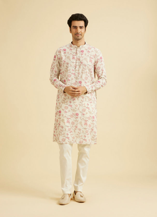 Manyavar Men Peach Majesty Kurta