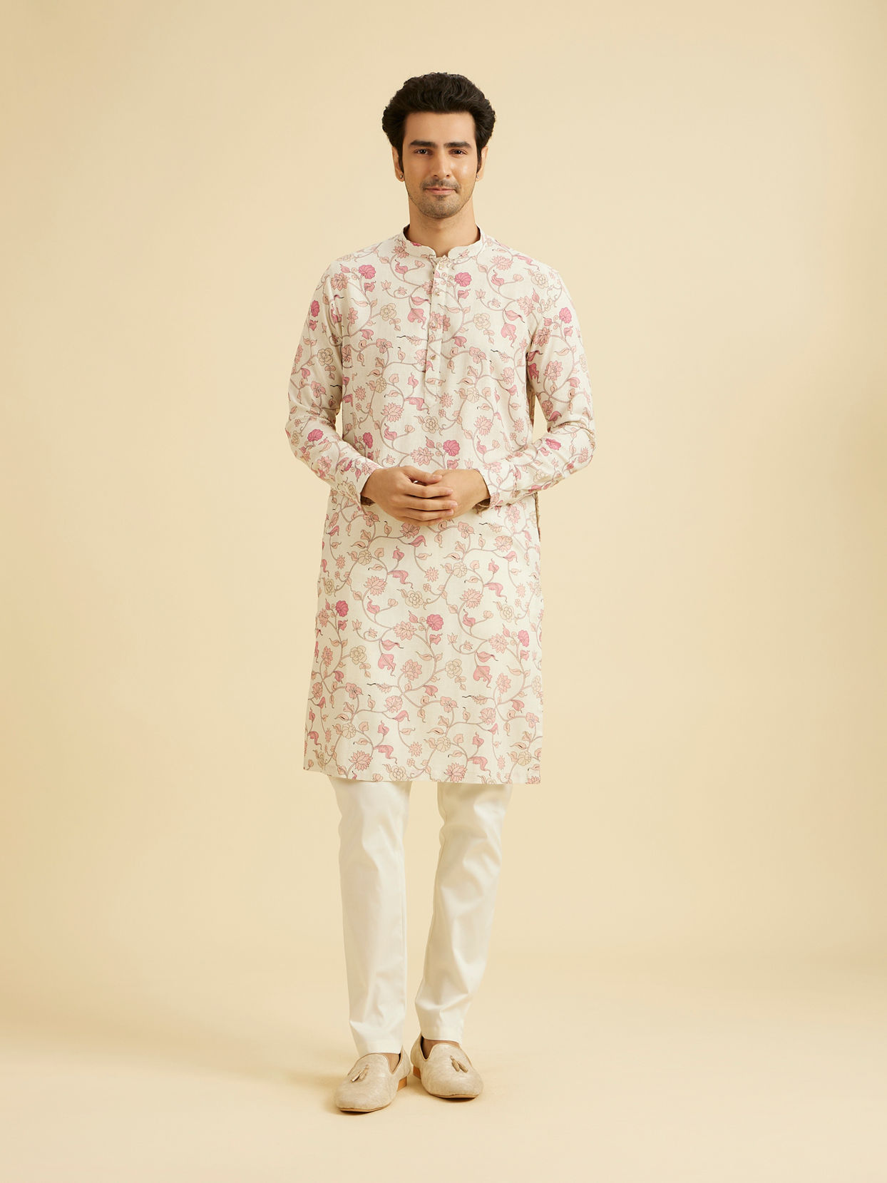 Manyavar Men Peach Majesty Kurta