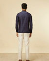 Manyavar Men Dark Blue Ditsy Floral Printed Short Kurta