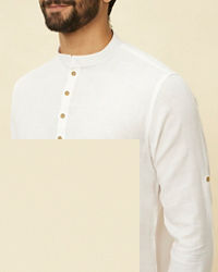 Manyavar Men Whisper White Classic Short Kurta