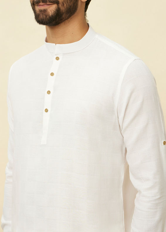 Manyavar Men Whisper White Classic Short Kurta