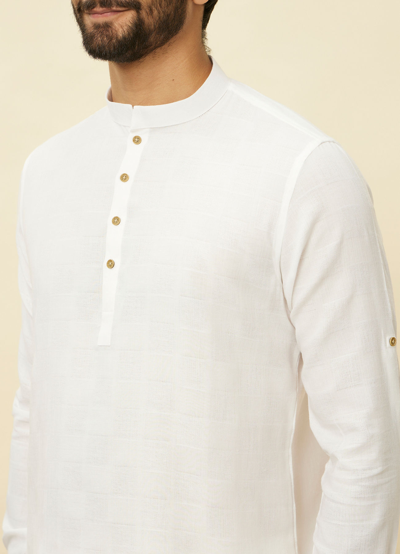 Manyavar Men Whisper White Classic Short Kurta