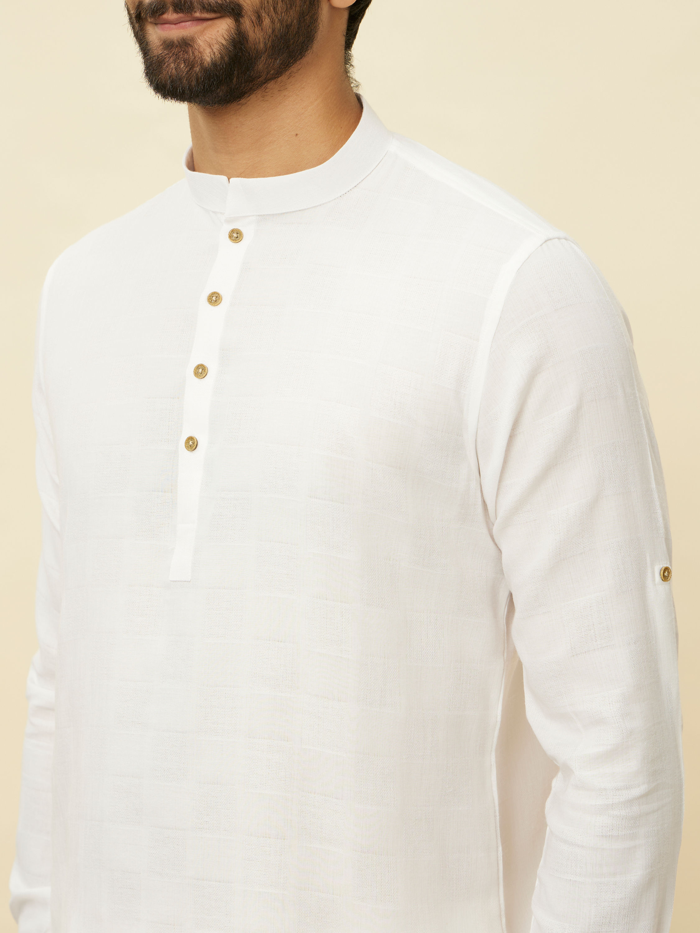 Manyavar Men Whisper White Classic Short Kurta