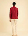 Manyavar Men True Red Square Grid Patterned Short Kurta