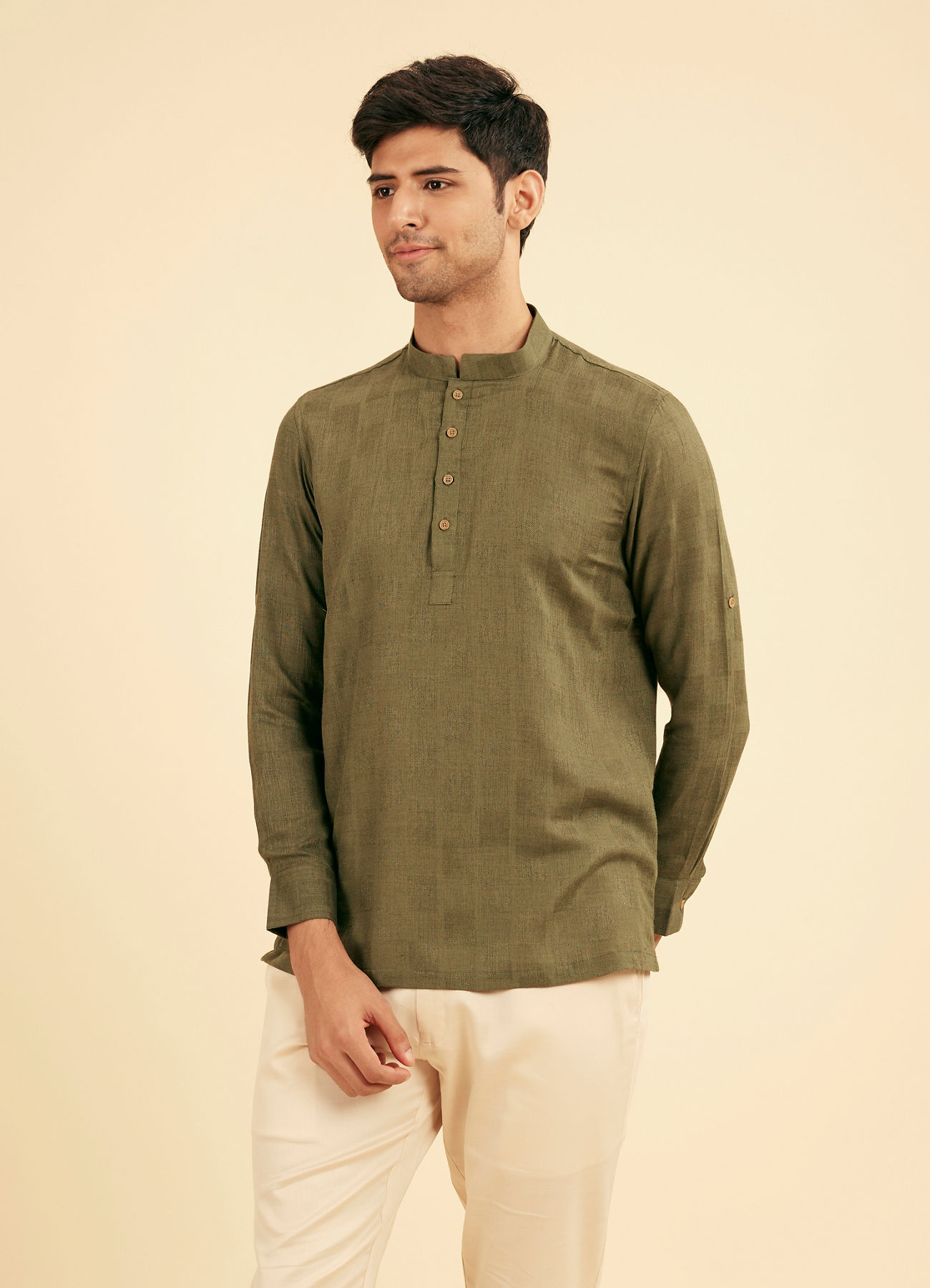 Manyavar Men Textured Green Kurta