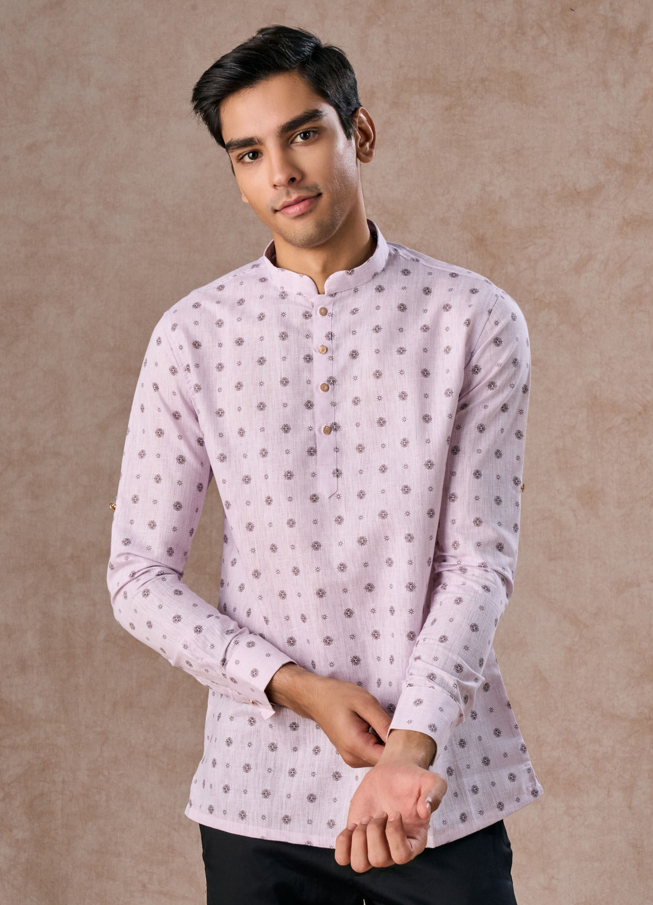 Manyavar Men Lilac Elegance Short Kurta