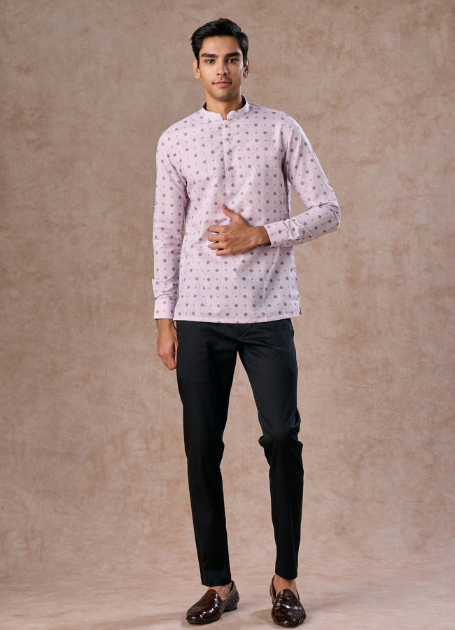 Manyavar Men Lilac Elegance Short Kurta