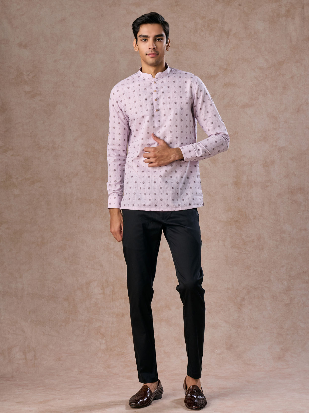 Manyavar Men Lilac Elegance Short Kurta