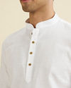Manyavar Men White Plain Short Kurta