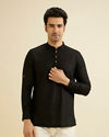 alt message - Manyavar Men Elegant Black Cotton Kurta image number 0