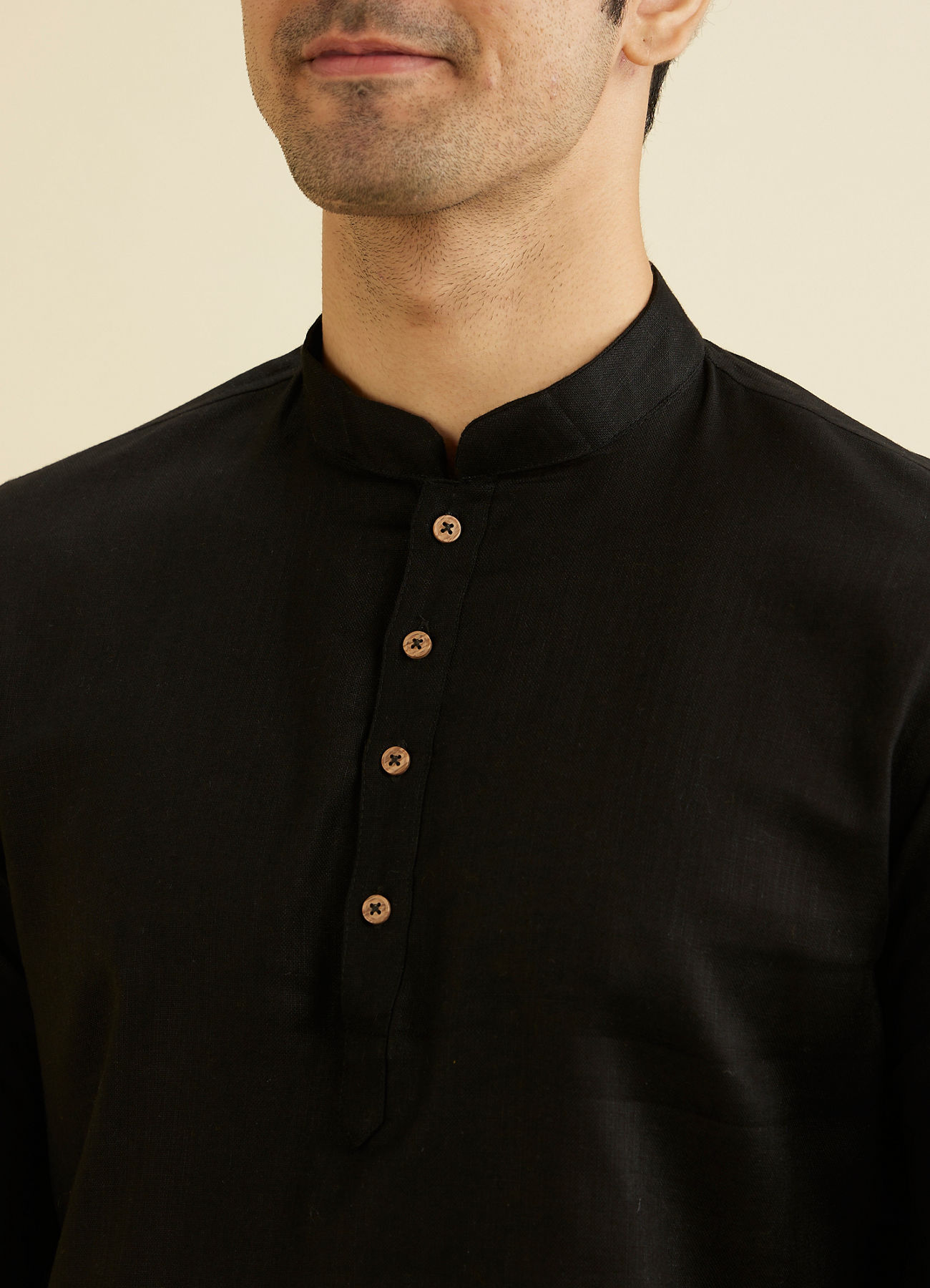 Manyavar Men Elegant Black Cotton Kurta