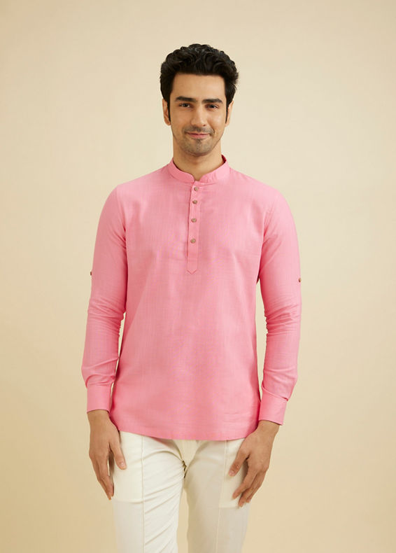 Manyavar Men Vibrant Pink Celebration Kurta