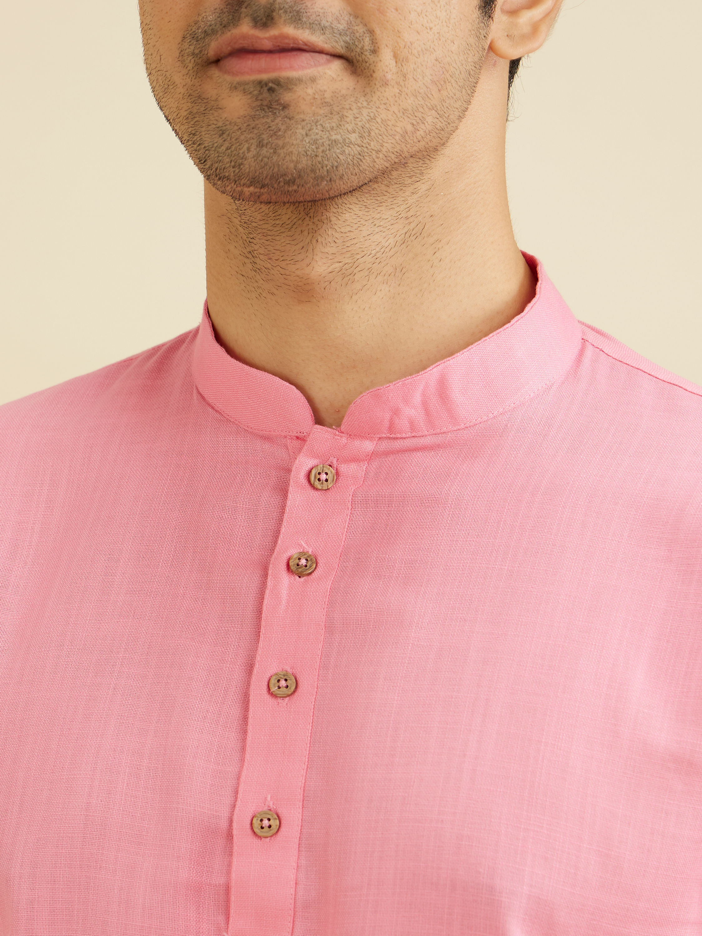 Manyavar Men Vibrant Pink Celebration Kurta