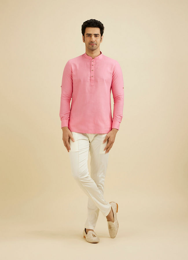 Manyavar Men Vibrant Pink Celebration Kurta