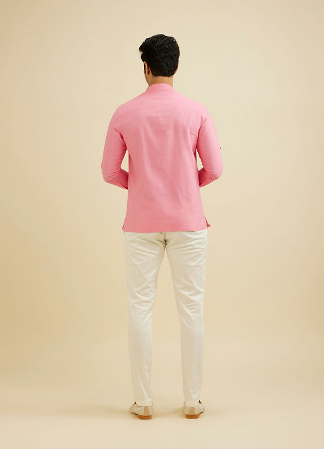 Manyavar Men Vibrant Pink Celebration Kurta