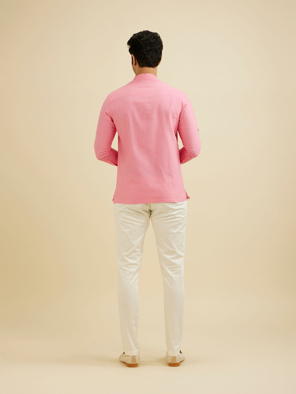 Manyavar Men Vibrant Pink Celebration Kurta