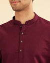 Manyavar Men Wine Cotton Fiesta Kurta