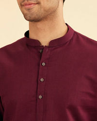 Manyavar Men Wine Cotton Fiesta Kurta