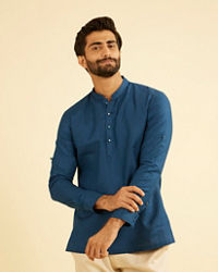 Manyavar Men Teal Blue Soiree Short Kurta