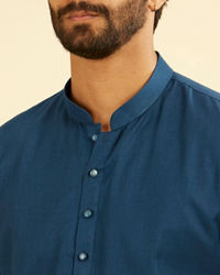 Manyavar Men Teal Blue Soiree Short Kurta