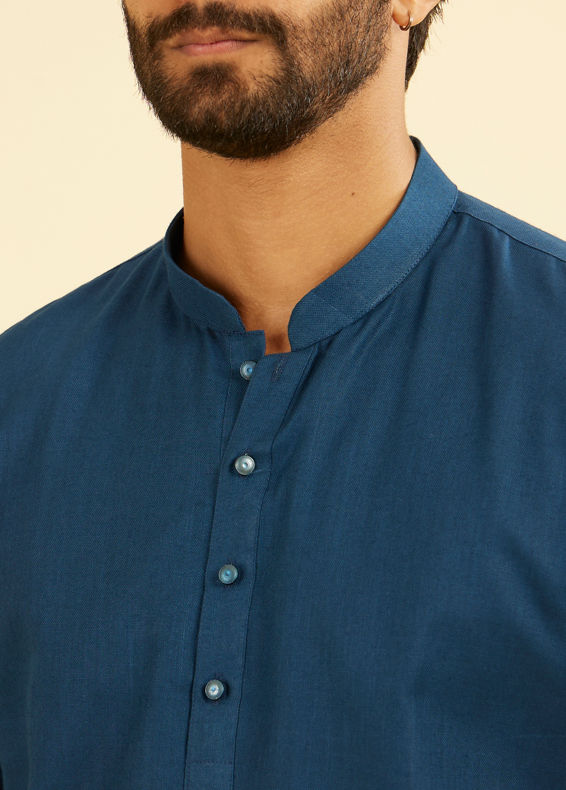 Manyavar Men Teal Blue Soiree Short Kurta
