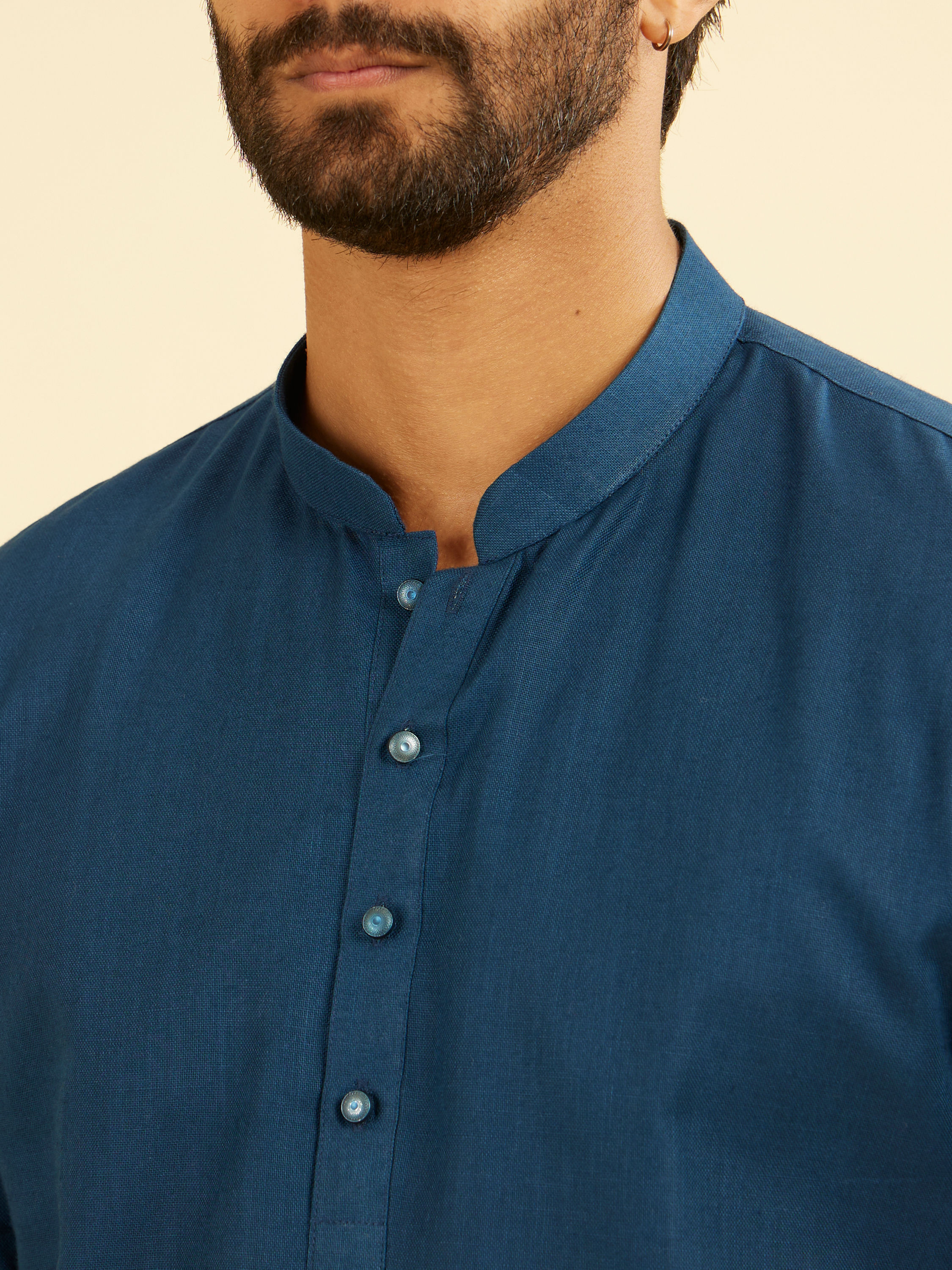 Manyavar Men Teal Blue Soiree Short Kurta