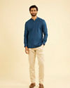Manyavar Men Teal Blue Soiree Short Kurta