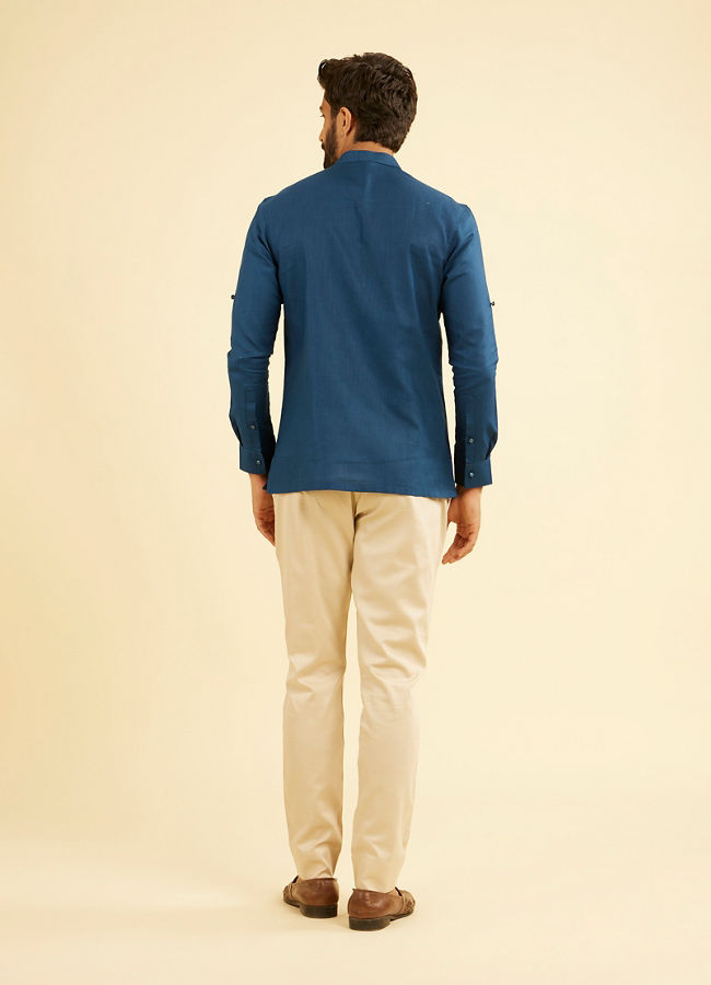 Manyavar Men Teal Blue Soiree Short Kurta