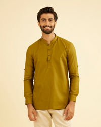 Manyavar Men Olive Green Refined Kurta
