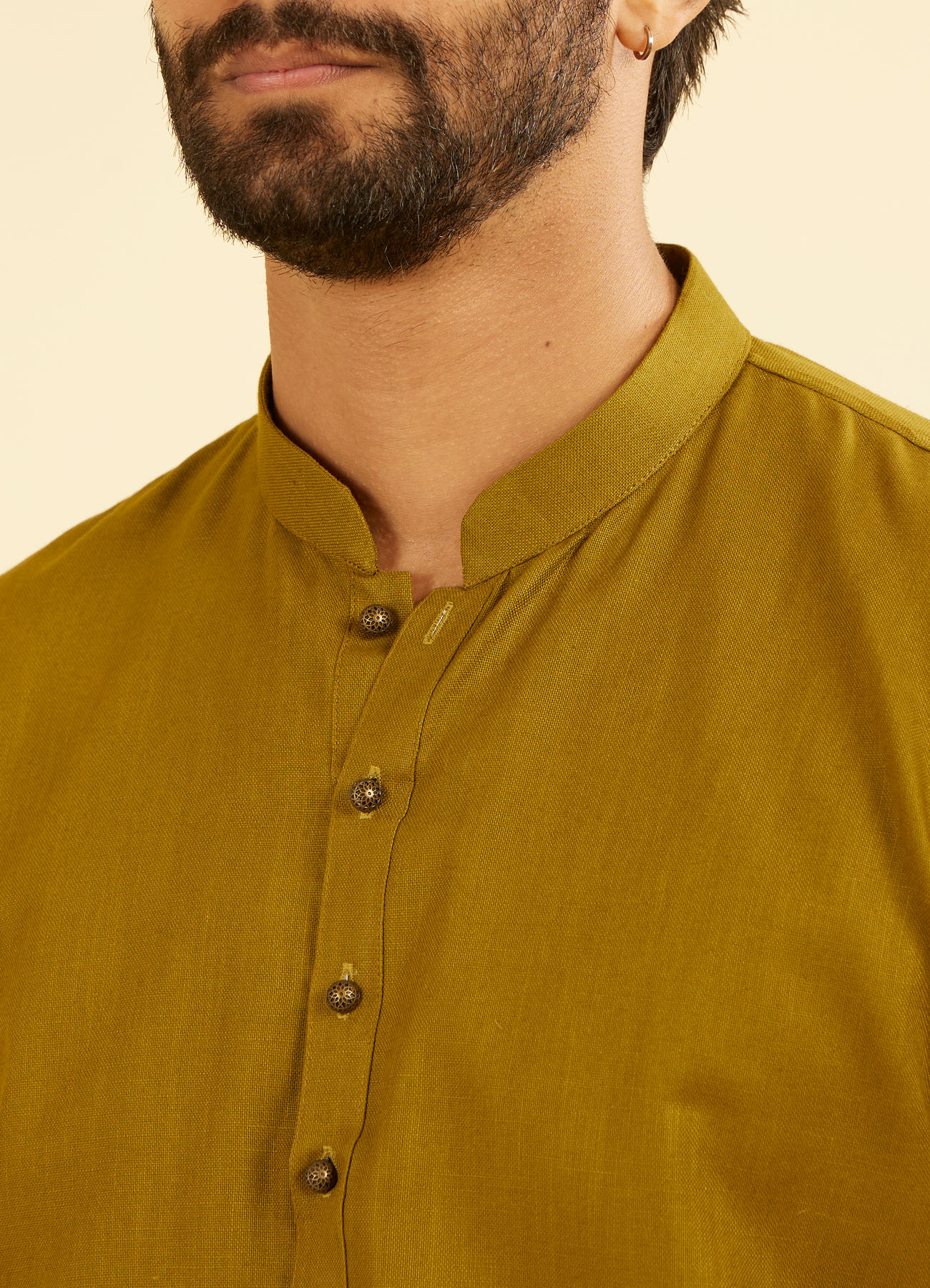 Manyavar Men Olive Green Refined Kurta