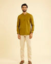 Manyavar Men Olive Green Refined Kurta