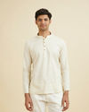 Cream Floral Printed Short Kurta