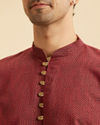 Manyavar Men Maroon Harlequin Printed Short Kurta