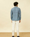 Manyavar Men Indigo Blue Shankh Motif Short Kurta